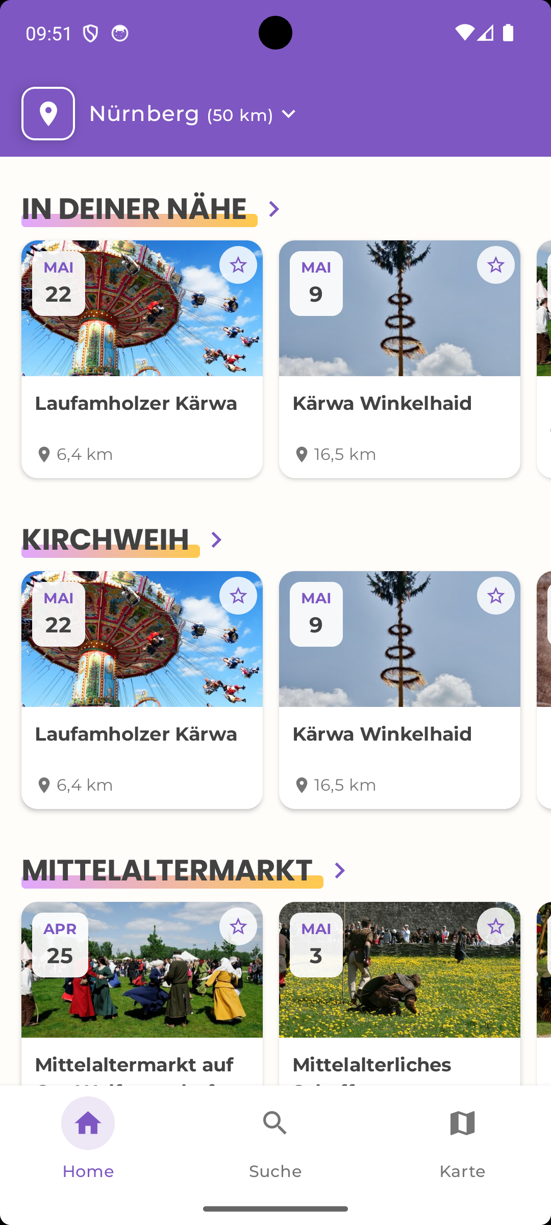 InderNähe — Startbildschirm